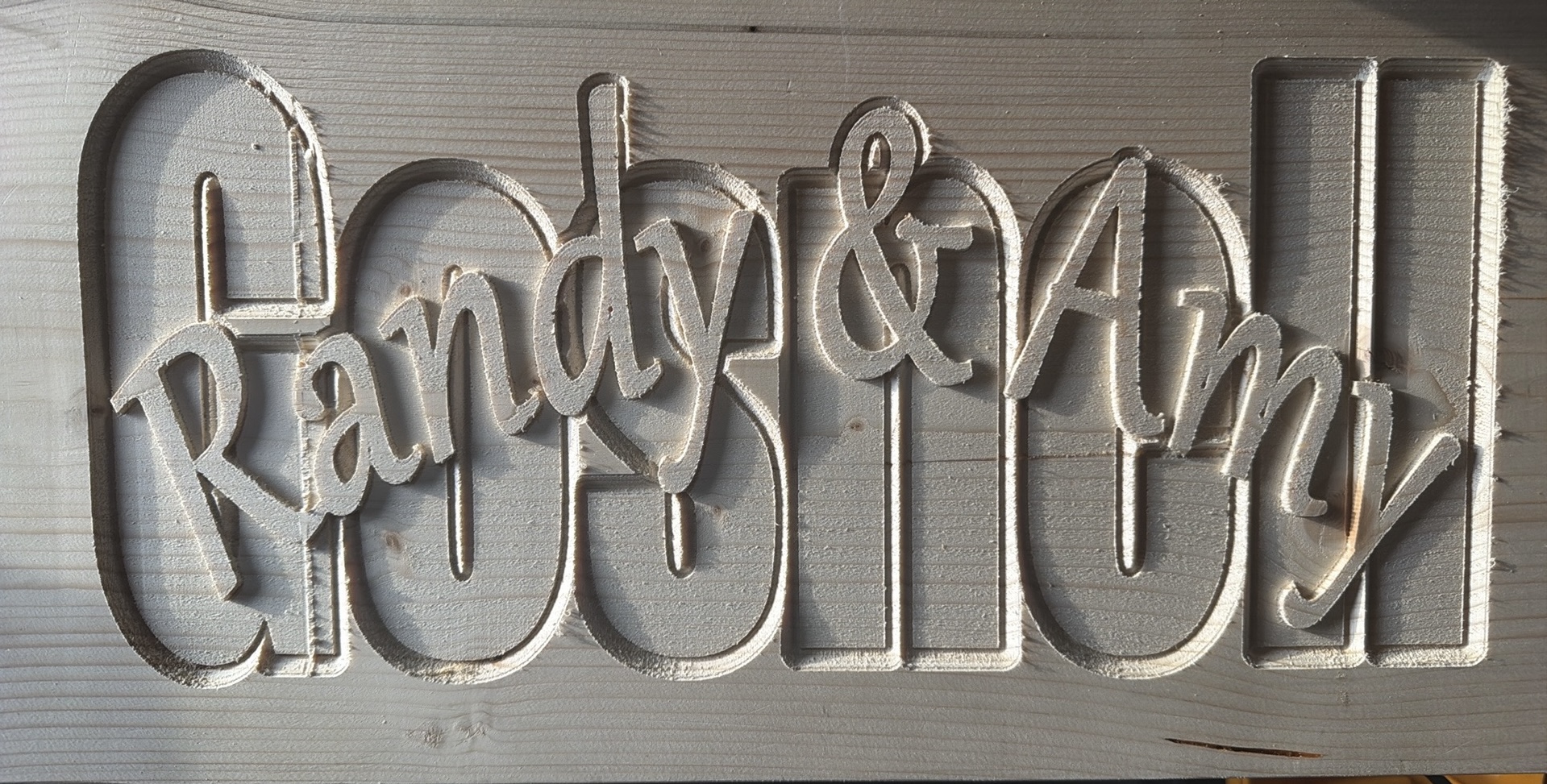 Randy and Amy personalized CNC wood carving